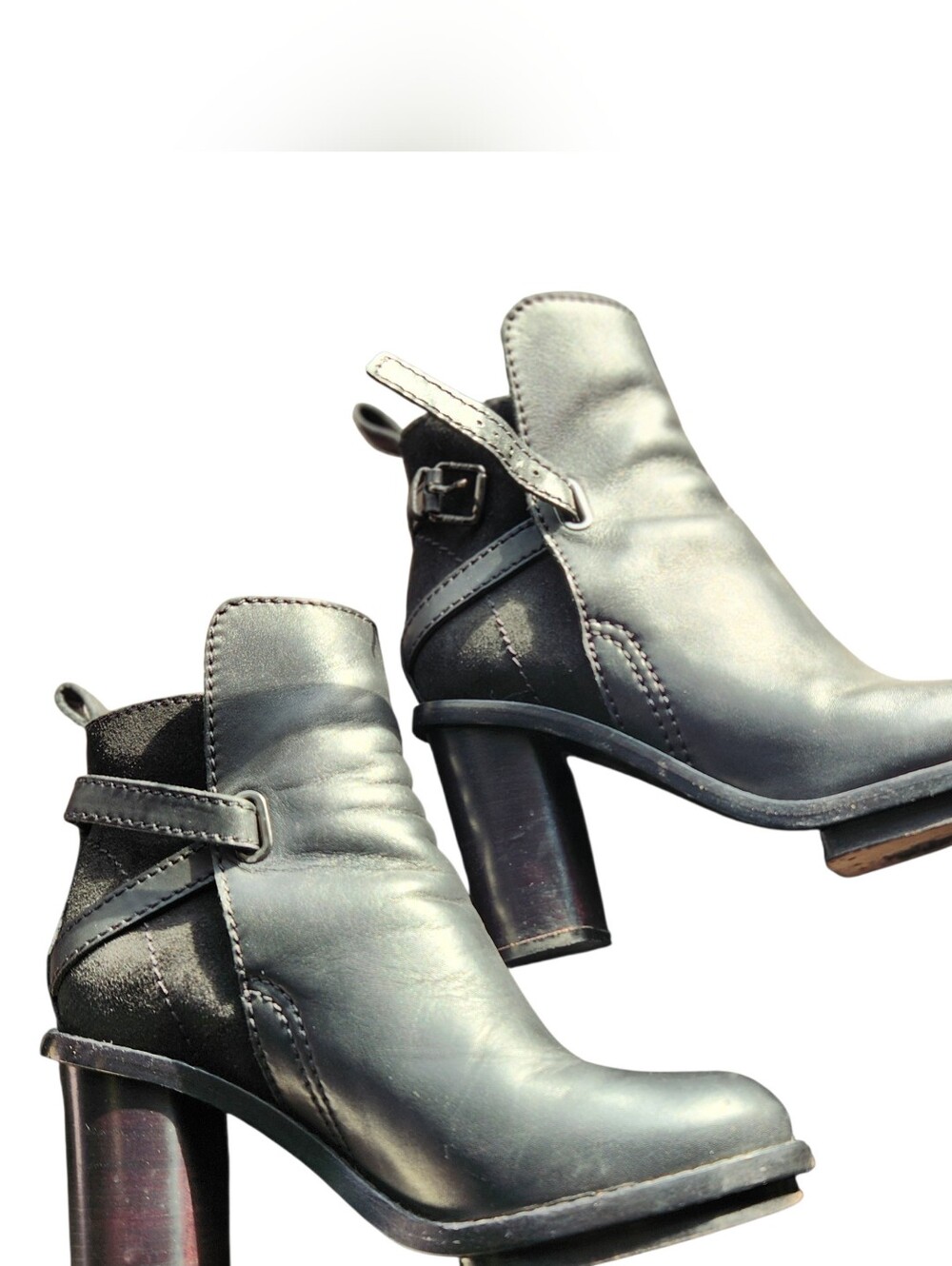 Acne Studio Women's Black Leather Ankle Boots with Block Heel